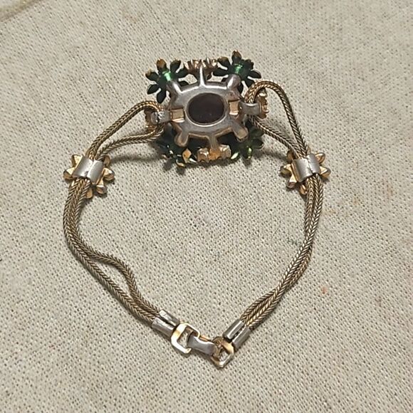 Vintage 40's Miriam Haskell Purple Poured Glass Rhinestone Bracelet - Picture 7 of 11